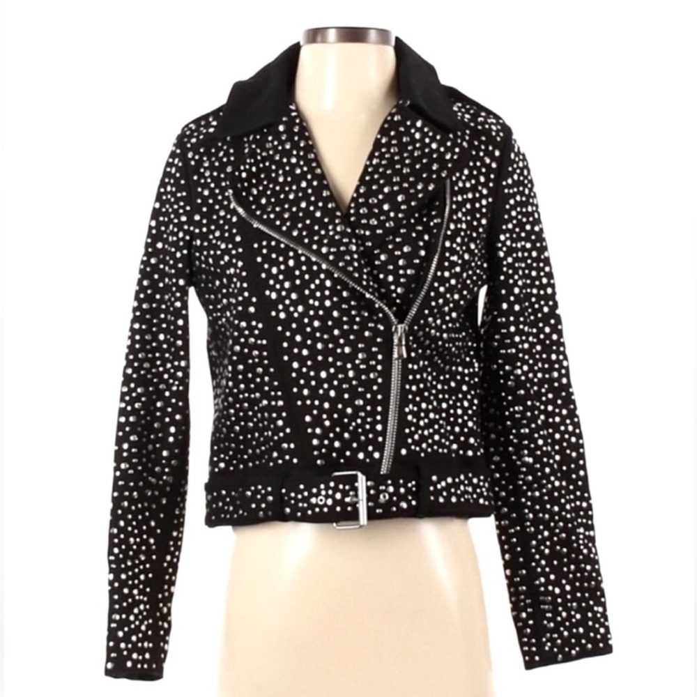 ASOS studded denim moto jacket NWT